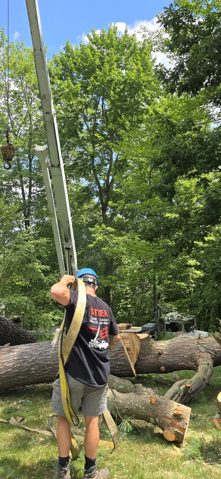 Styer crew working the rigging on a job site.